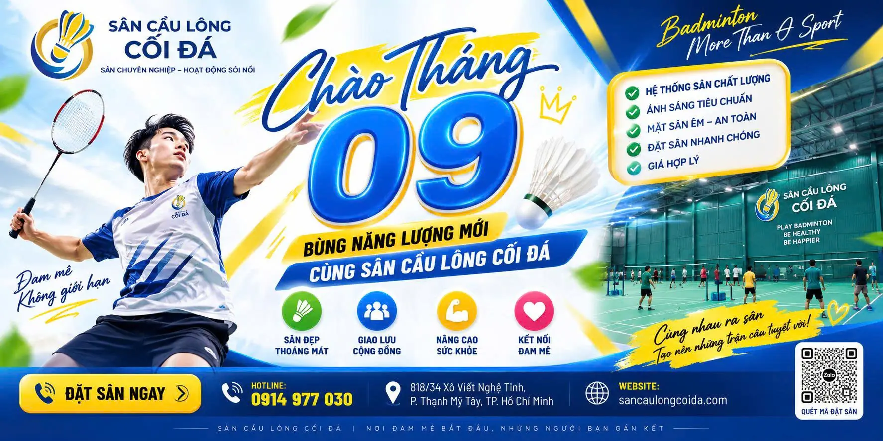SÂN CẦU LÔNG CỐI ĐÁ - Thiết kế WEBSITE 0582 611 569 Nhi WEB