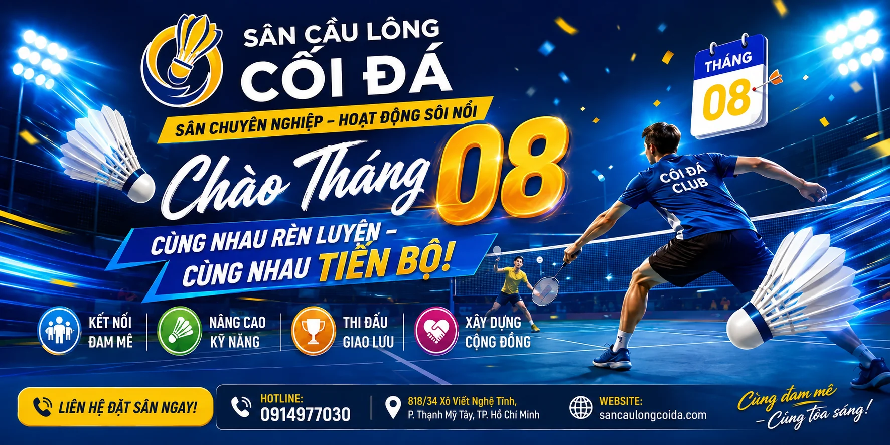 SÂN CẦU LÔNG CỐI ĐÁ - Thiết kế WEBSITE 0582 611 569 Nhi WEB